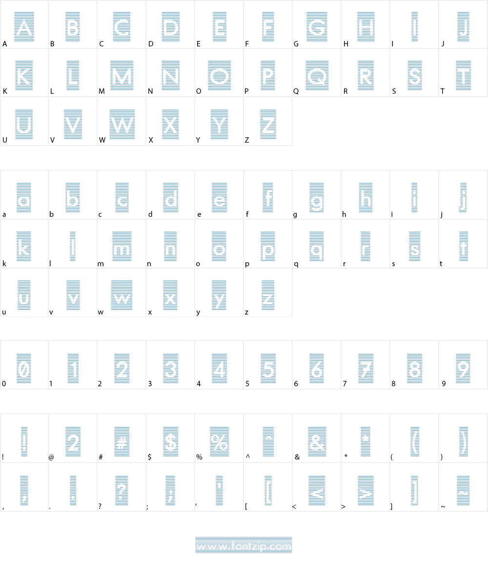 Barred Out Font Character